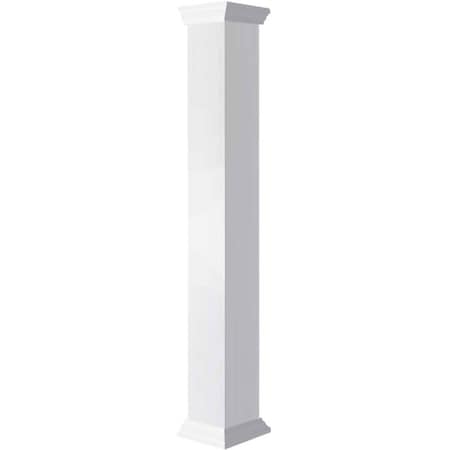 8W X 6'H Craftsman Classic Square Non-Tapered Smooth Column W/ Crown Capital & Base